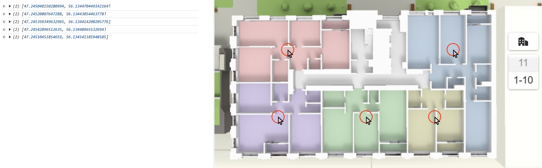 Получение координат