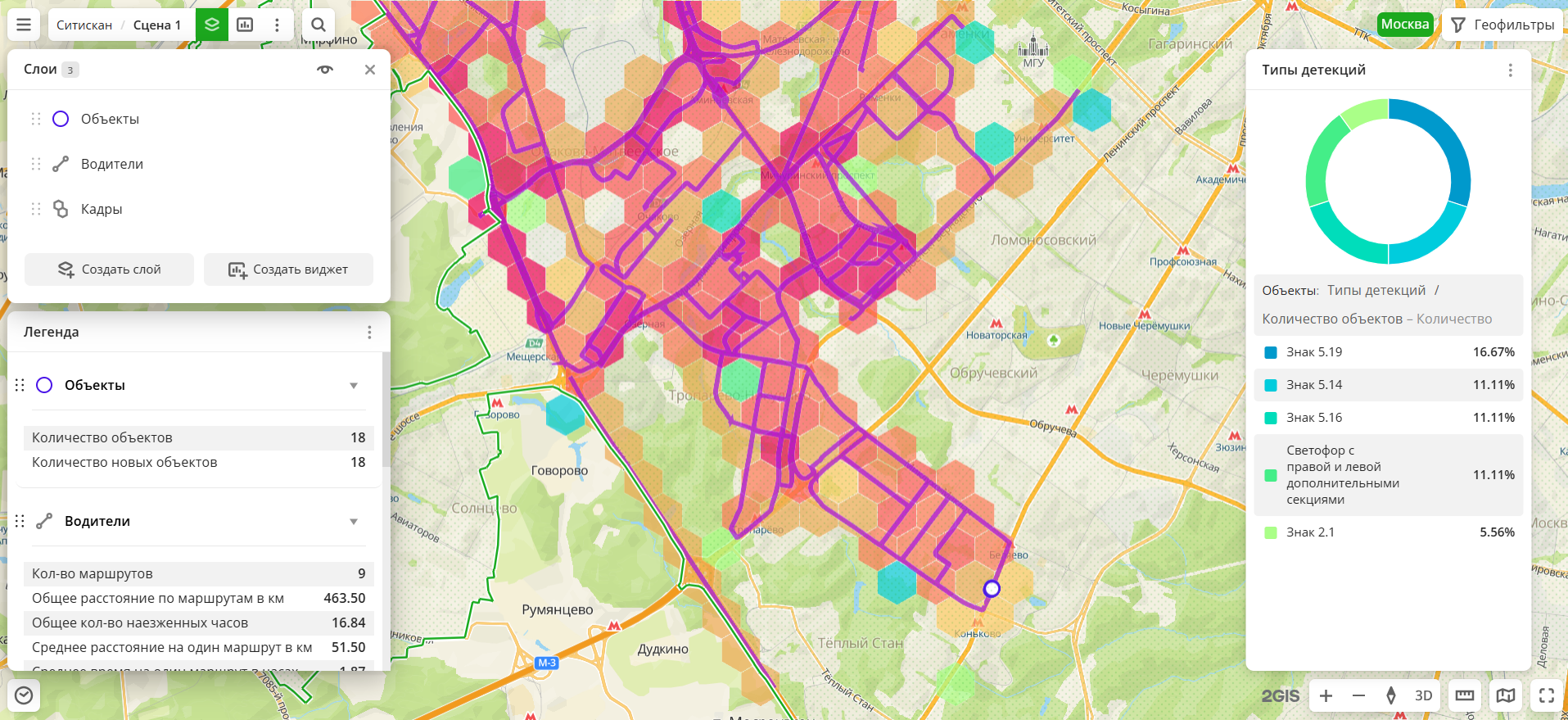 Пример слоев с данными 2ГИС Ситискан