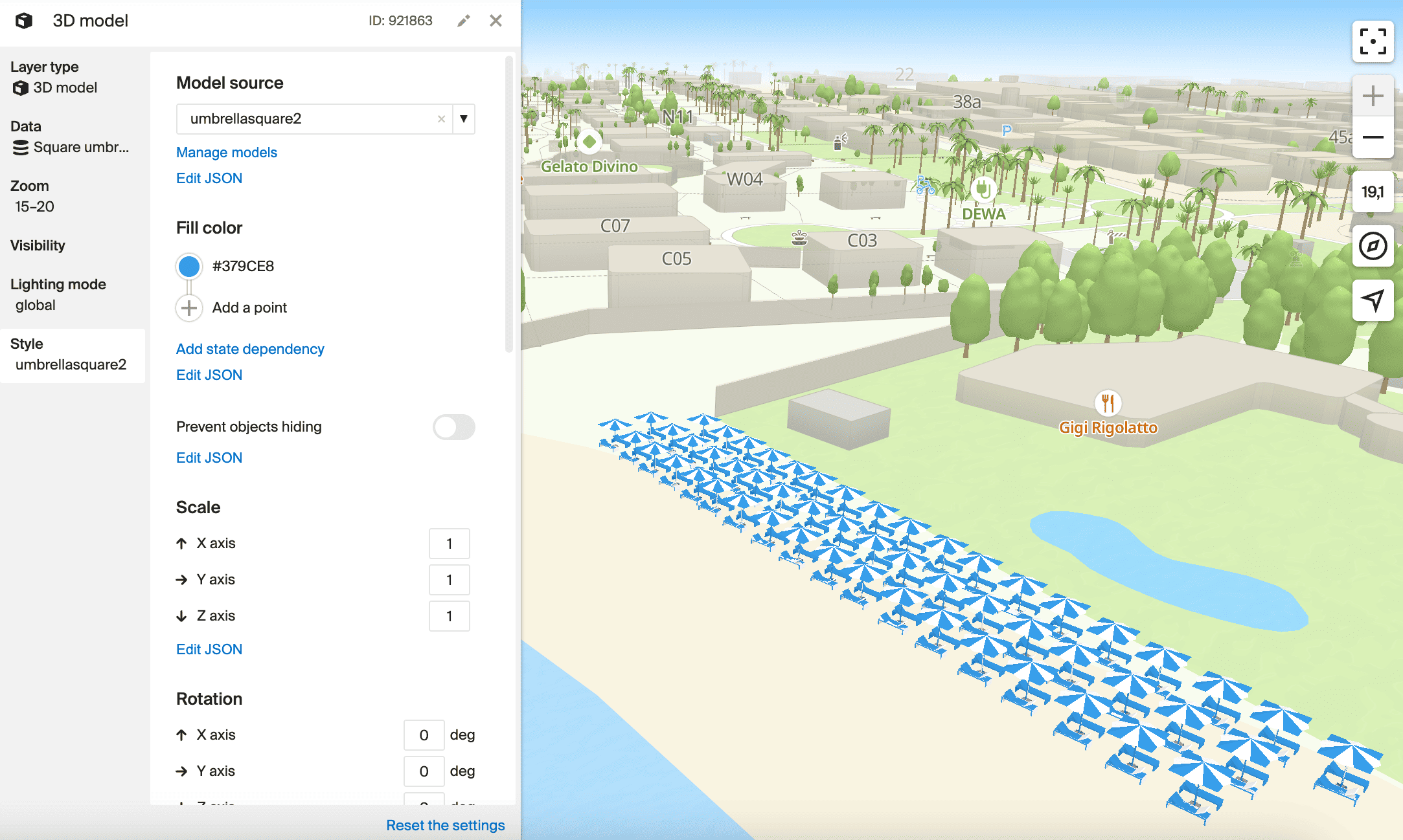 Layer with the 3D model type