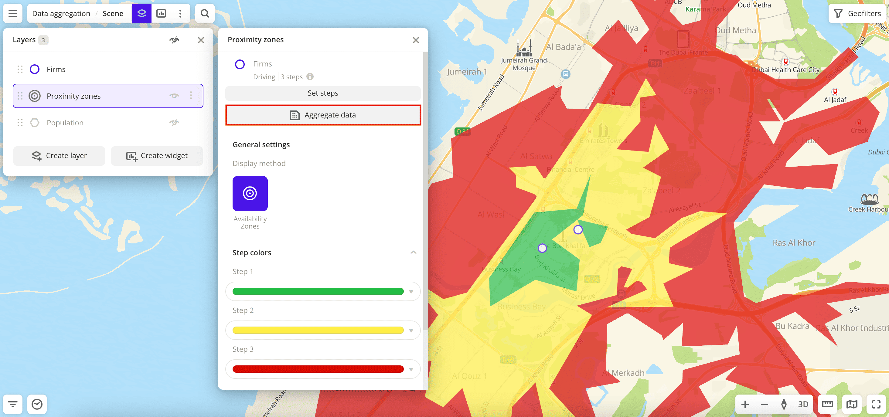Aggregate data button