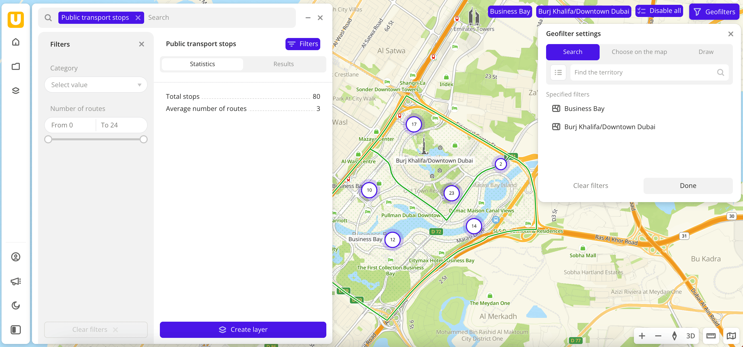 Public transport stops