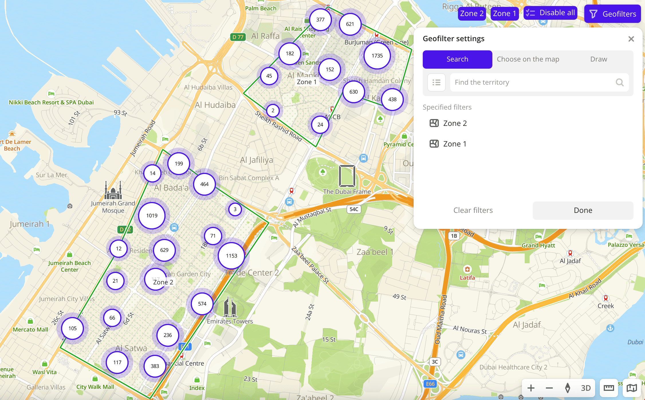 Geofilters with polygons