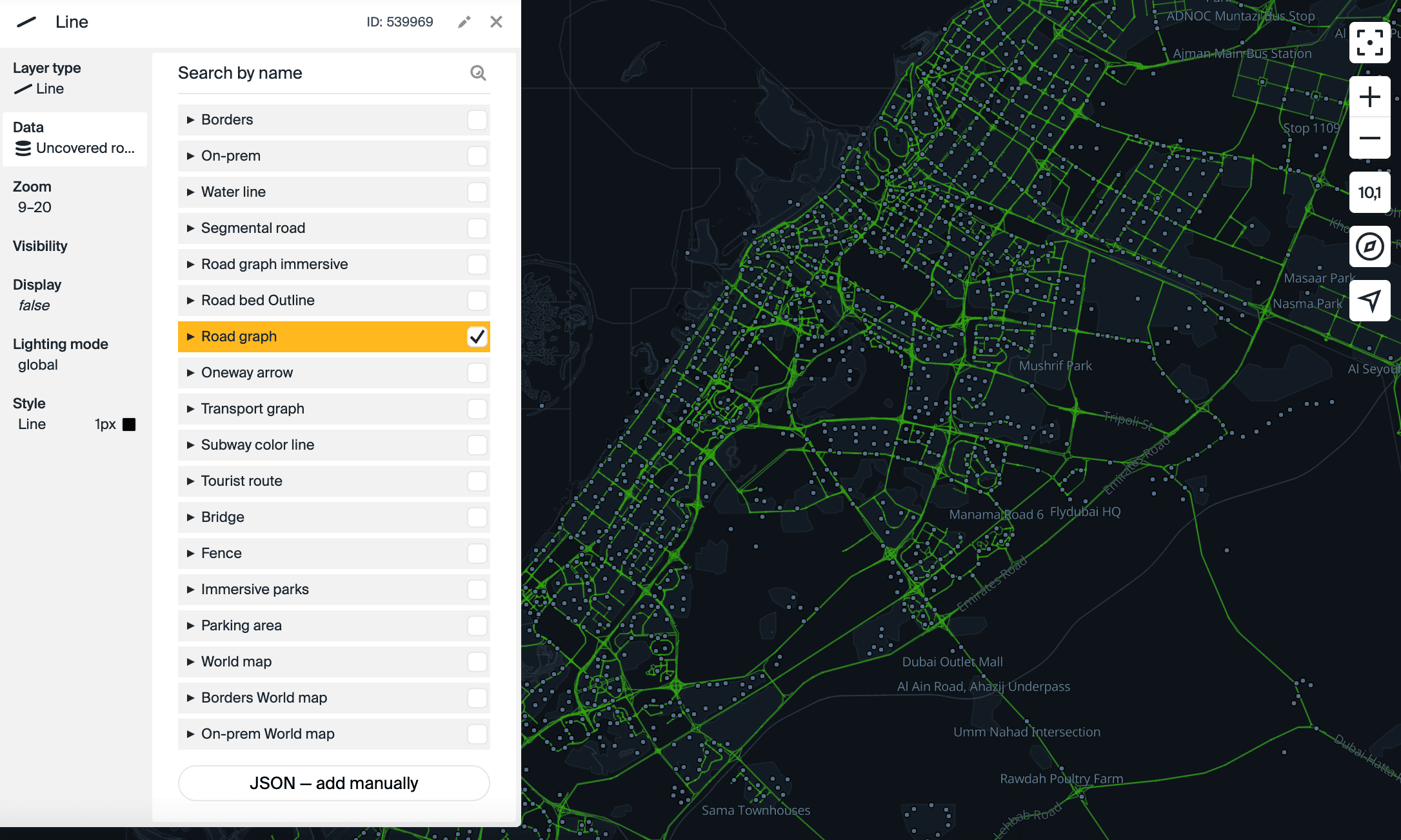 Layer with the Line type