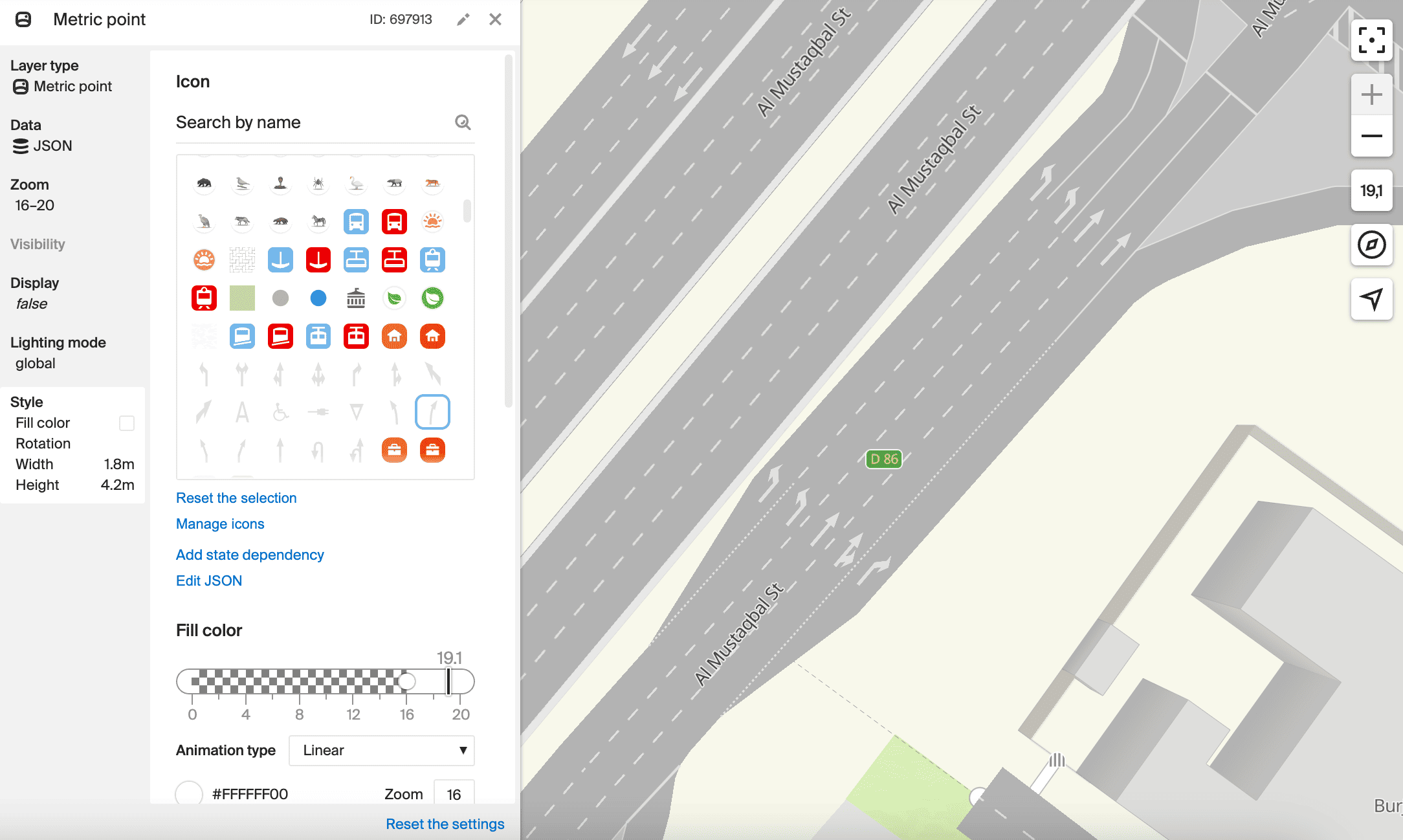 Layer with the Metric point type