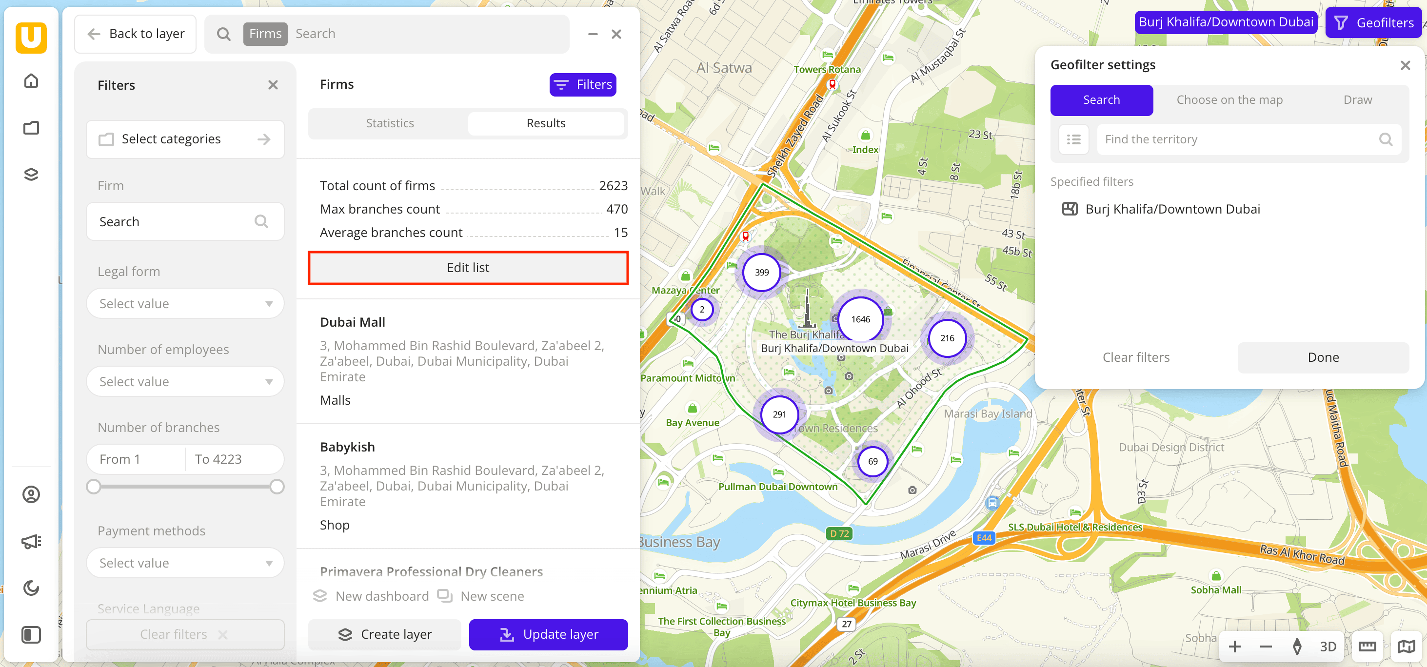 Modifying results of data sample for a created layer