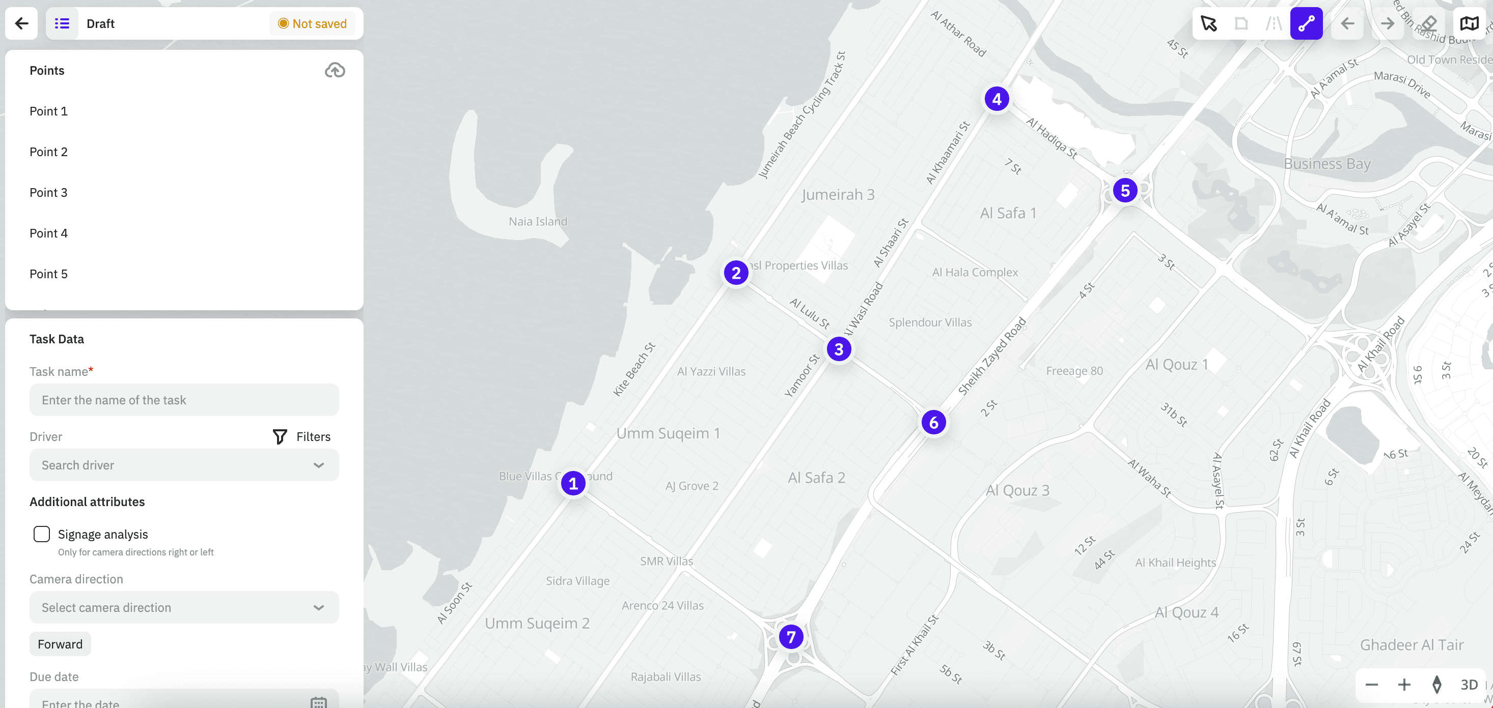 Selecting points on the map