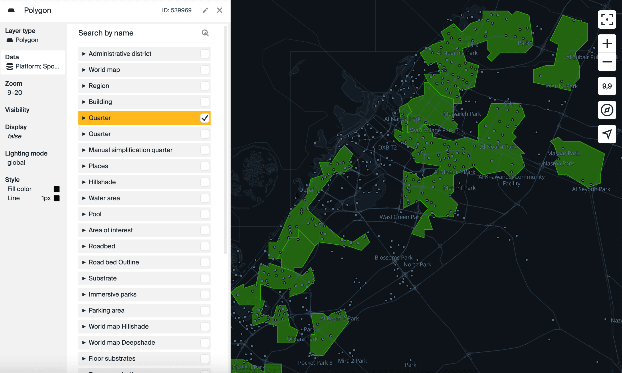 Layer with the Polygon type