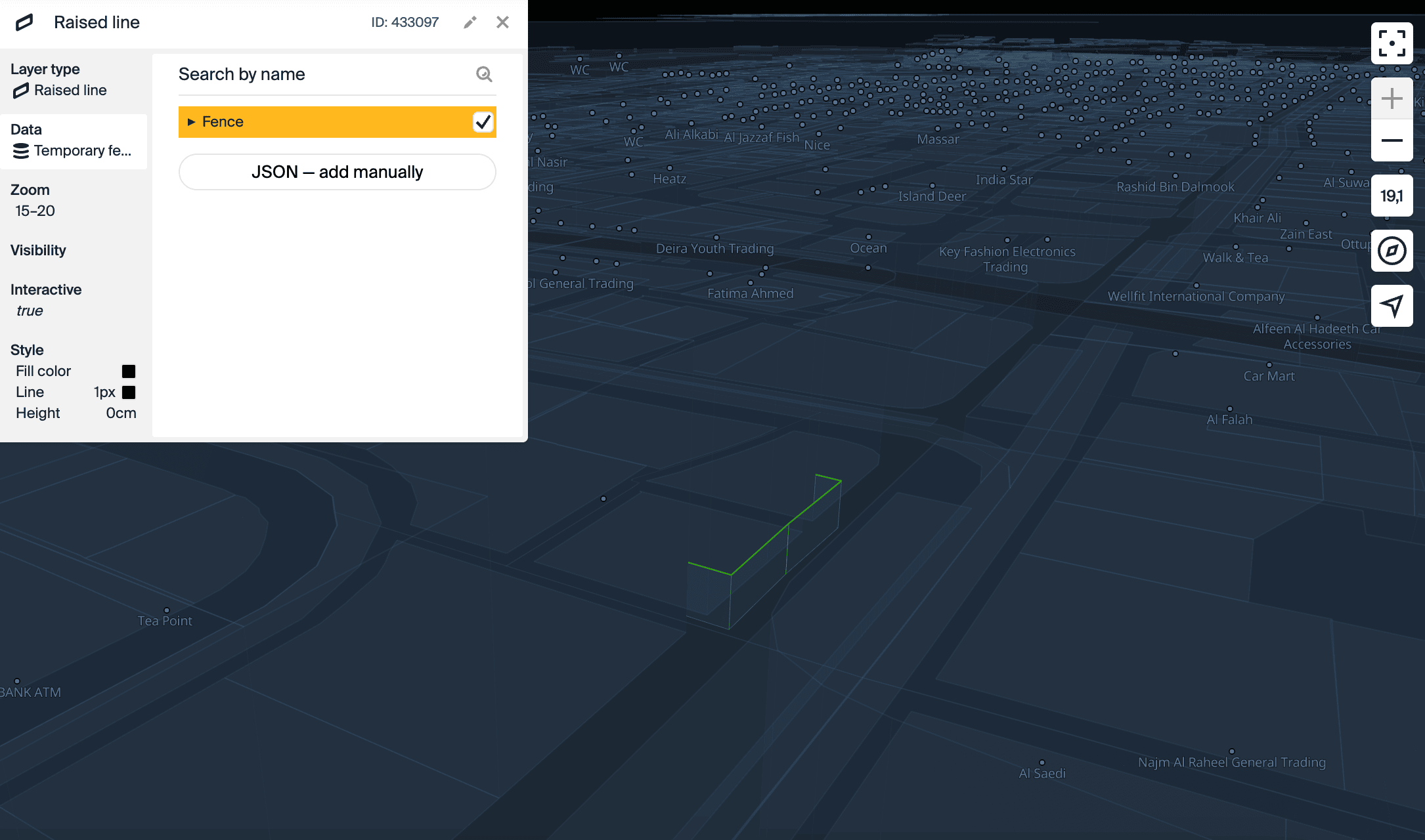 Layer with the Raised line type