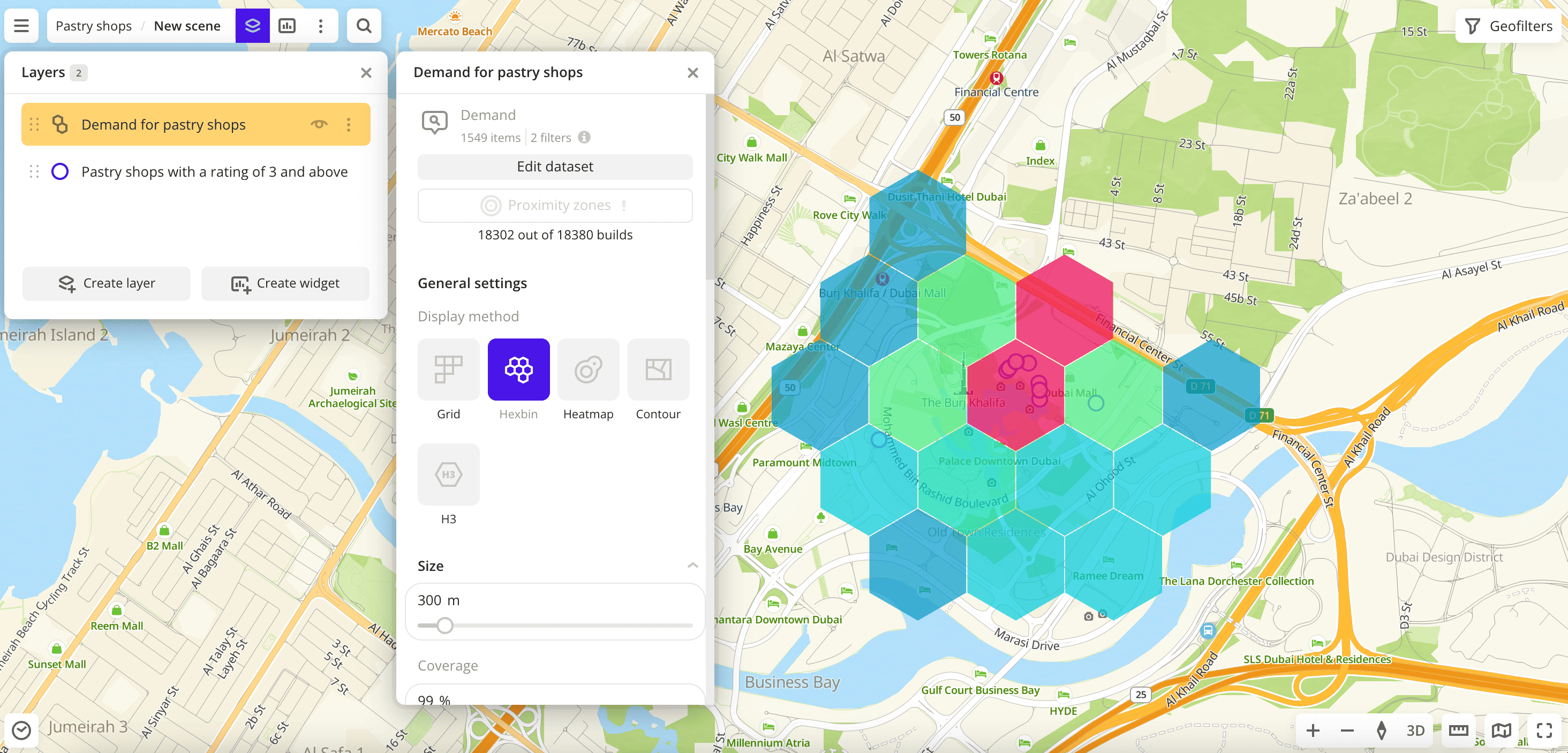 Adding to the dashboard a new layer Demand for pastry shops