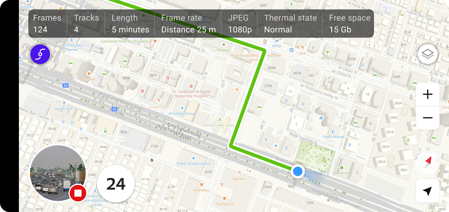 GPS tracking of the route