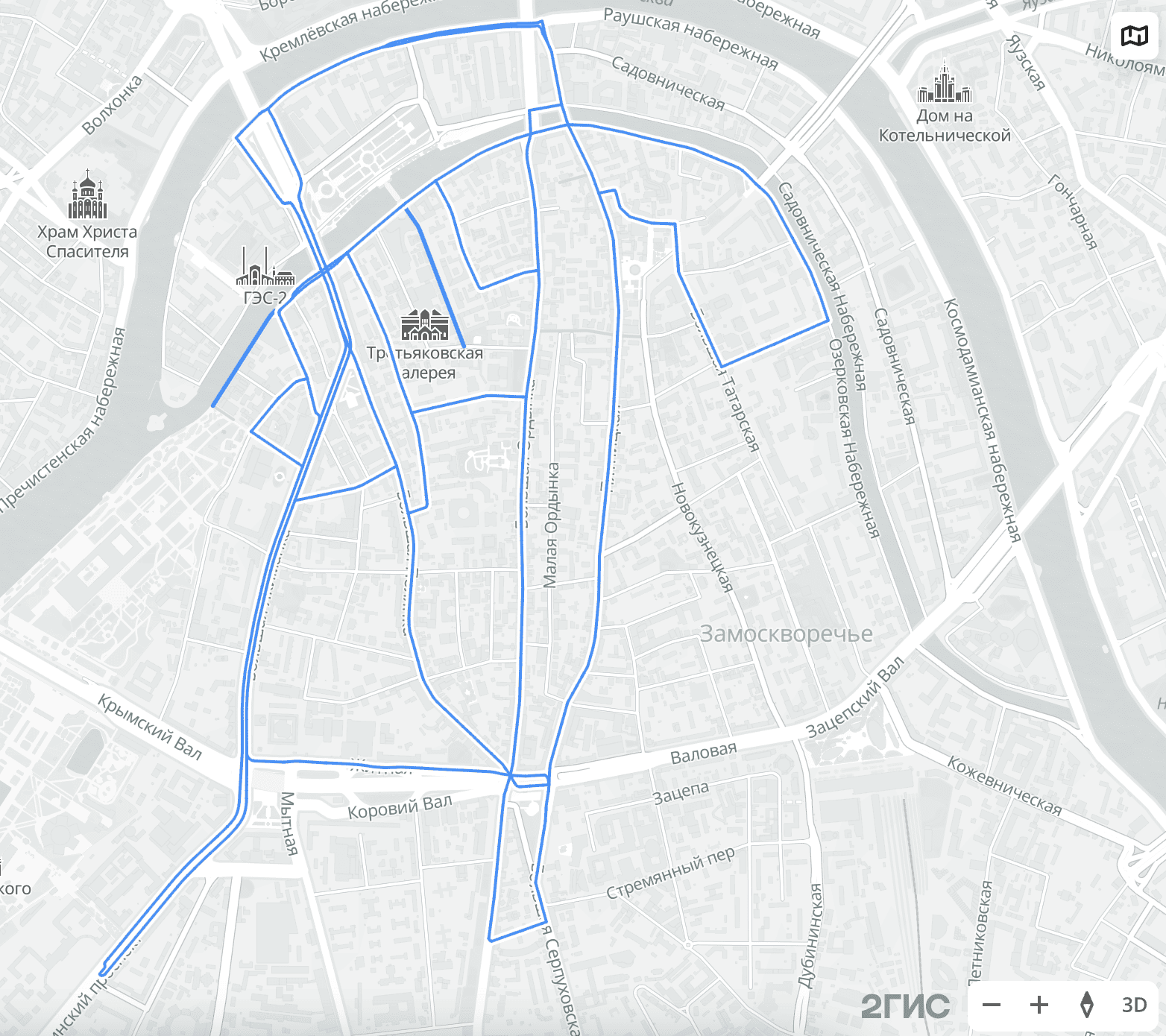 Пример дорог на карте