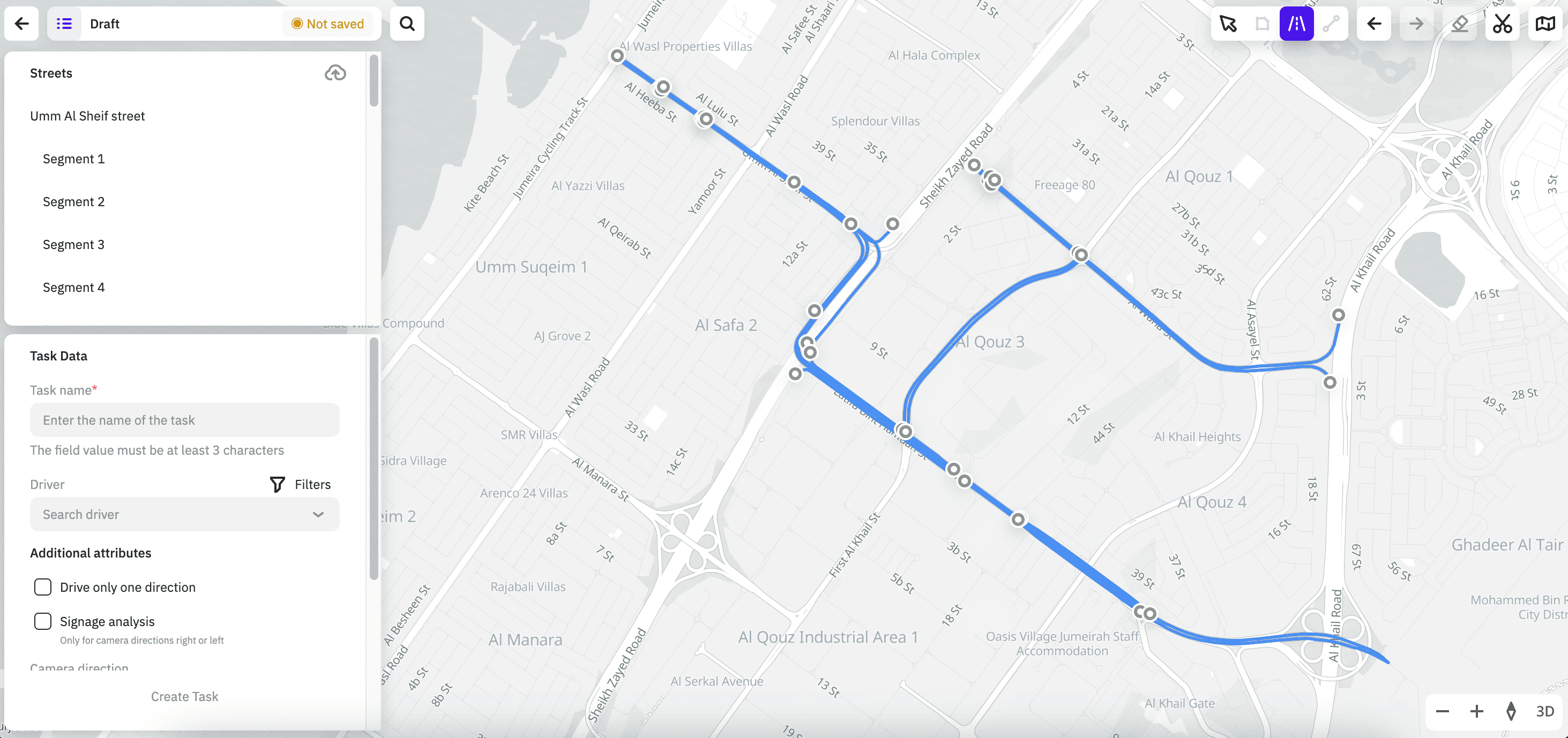 Highlighting roads on the map