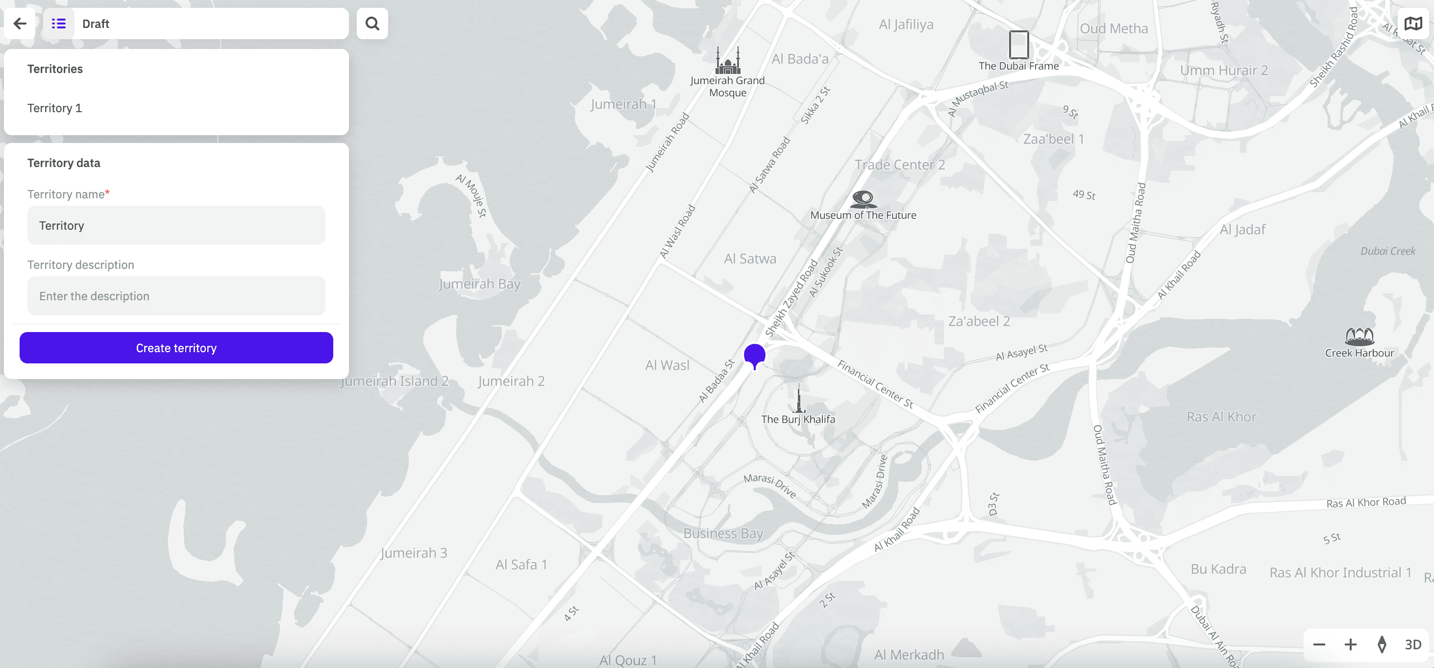 Creating a territory