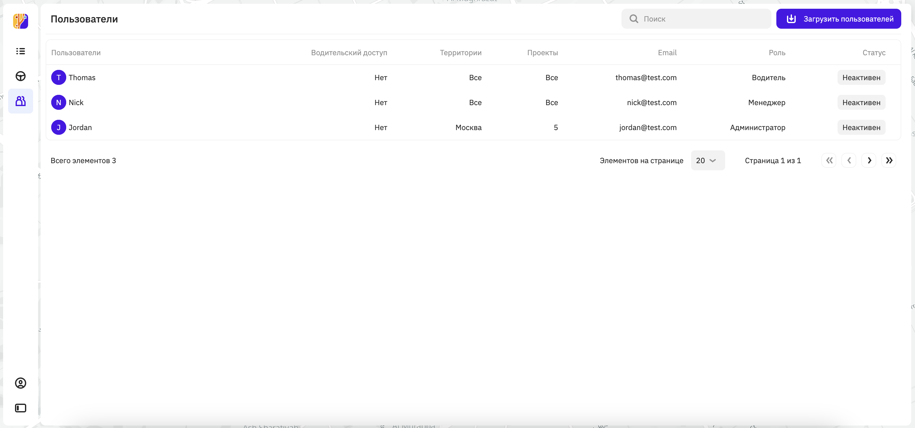 Работа с пользователями