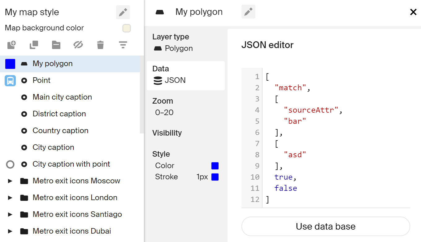 GeoJSON styles from editor
