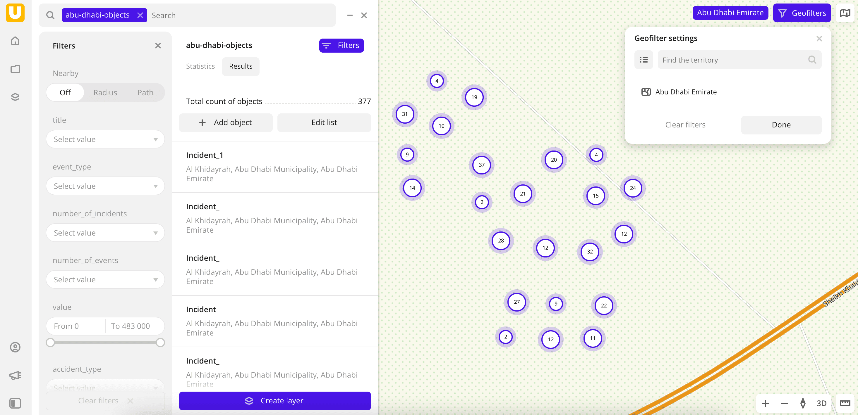 Adding objects to a dataset when creating a layer