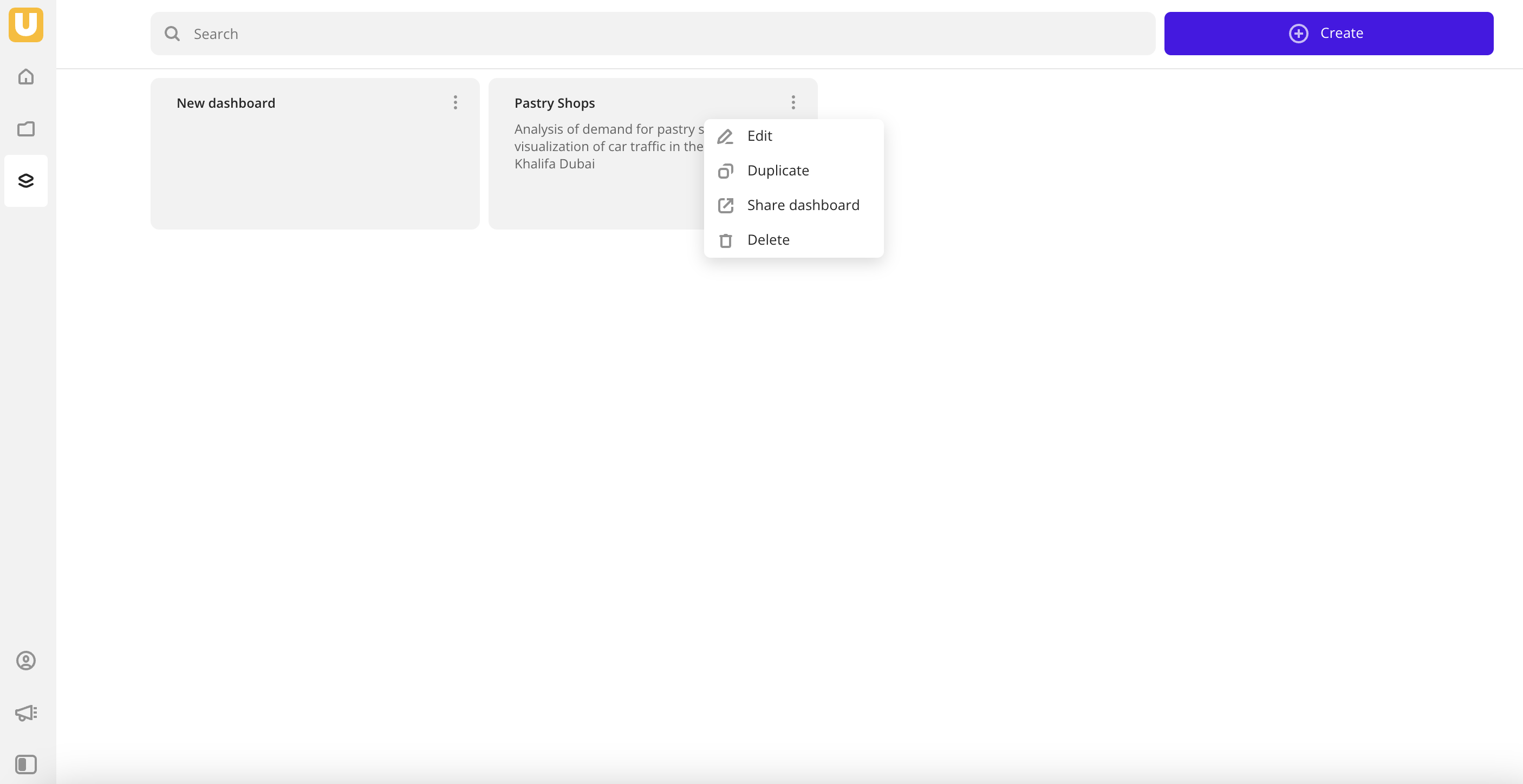 Operations with dashboards