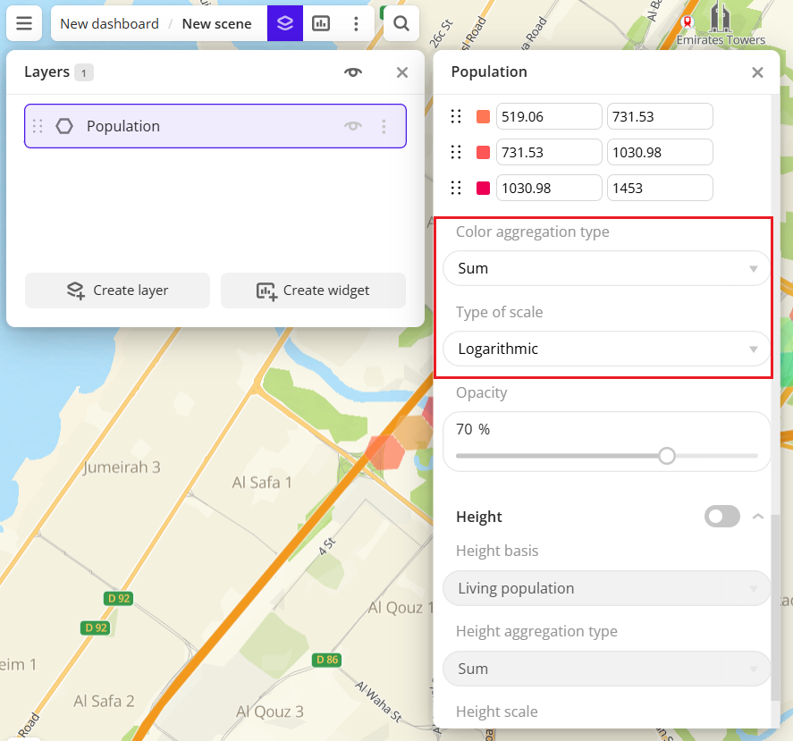 Selecting aggregation type