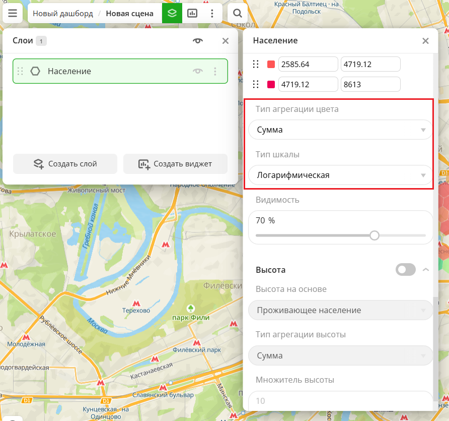 Выбор типа агрегации