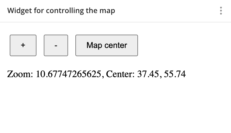 Example of a widget for controlling the map