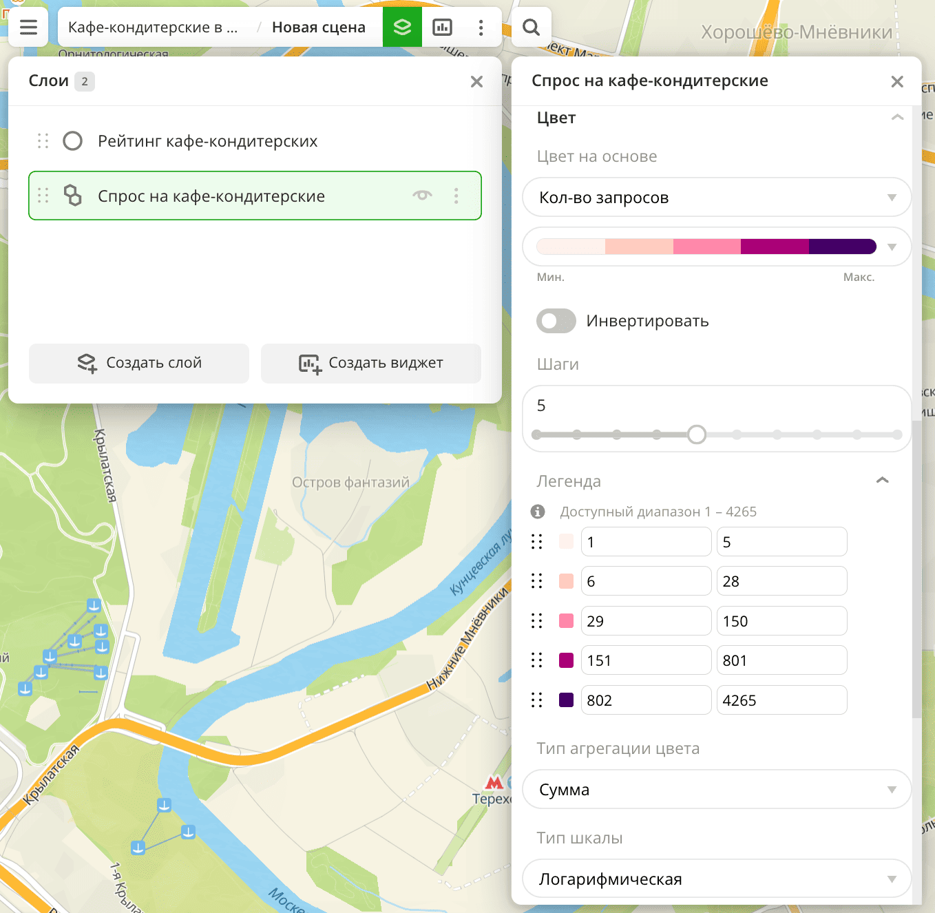 Настройки легенды через визуализацию слоя
