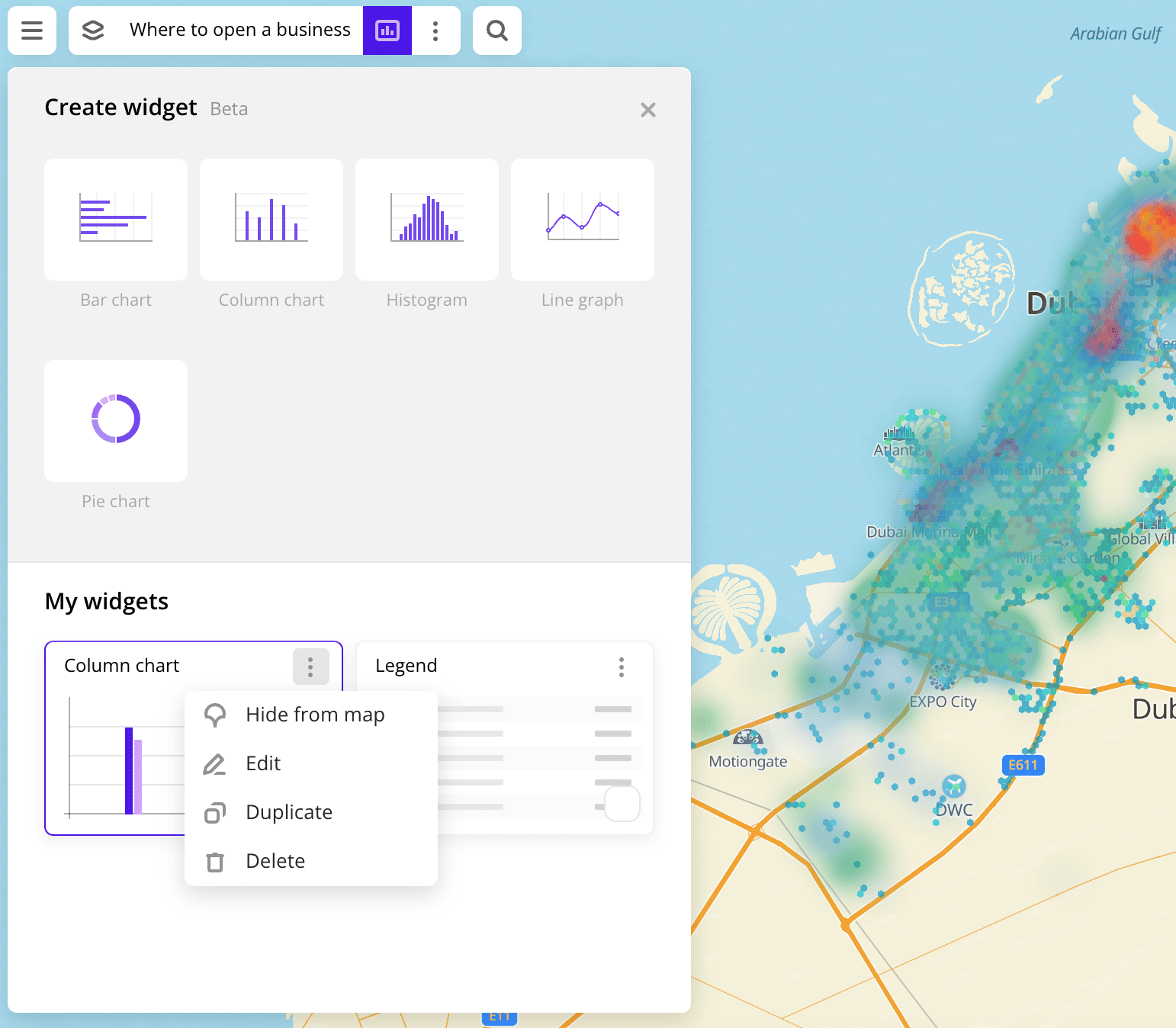 Operations with widgets