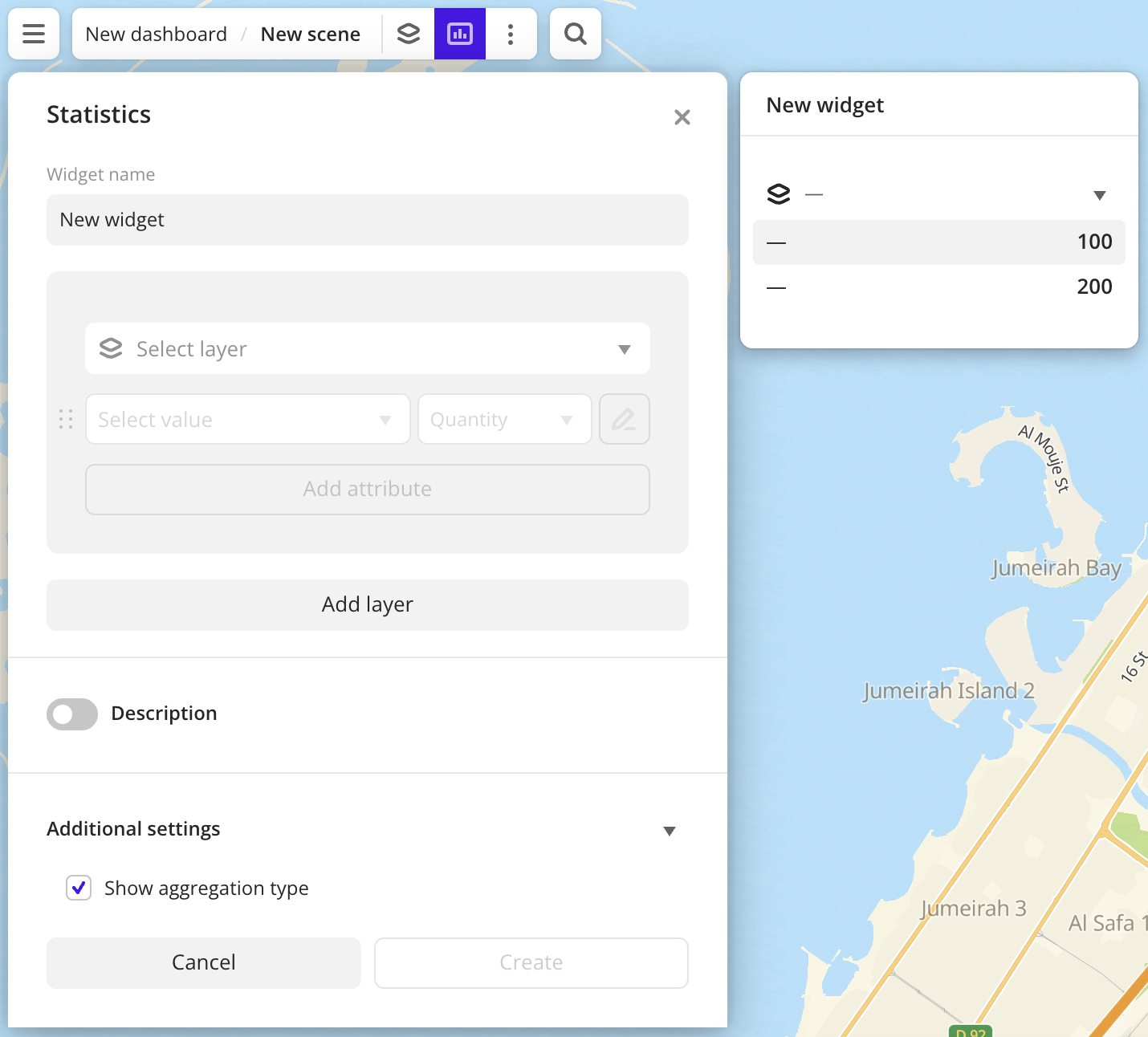 Example of creating a Statistics widget
